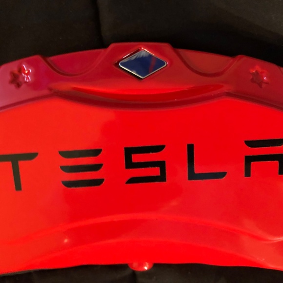 New Tesla Set of 4 Red Brake Caliper Covers front & back - Picture 10 of 11